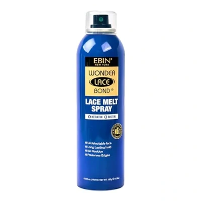 Image de EBIN NEW YORK Wonder Lace Melt Aérosol Kératine + Biotine infusé (180 ml) Préserve les bords et la dentelle indétectable Tenue longue durée Sans résidus