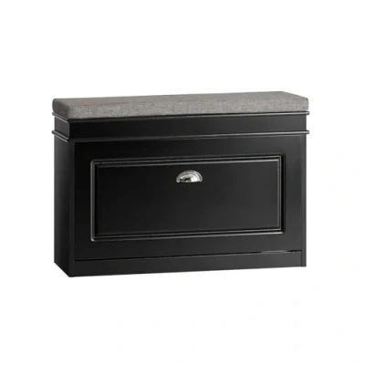 Image de SoBuy Banc à Chaussures, Meuble Chaussures avec Assise Coussin Rembourré et 1 Abattant, Rangement Chaussure, de pour Salon, Entrée, Chambre, L75xP24xH51 cm, Noir, FSR82 L SCH