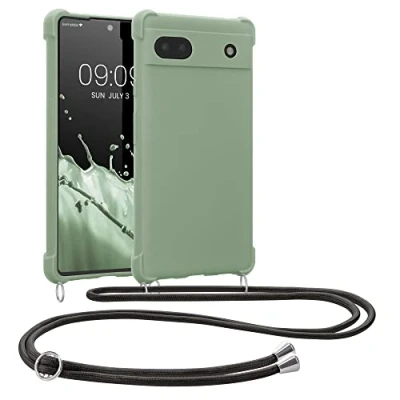 Image de kwmobile Coque Collier Compatible avec Google Pixel 6a Housse en Silicone Vert Gris