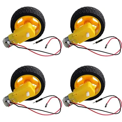 Image de GUUZI Mini DC électrique Boîte de Vitesses à Double Arbre Engrenages TT Moteur Pneus en Plastique Roue 3 6V pour Arduino 1:48 Robot Voiture Intelligente (4 Jeux)