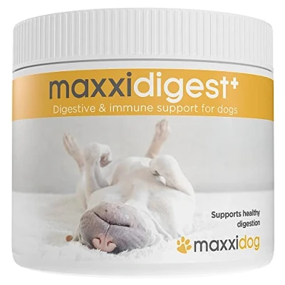 Image de maxxipaws maxxidigest+ Probiotiques, prébiotiques et enzymes digestives pour chiens Complément avancé le système digestif immunitaire des Poudre sans OGM 200 g