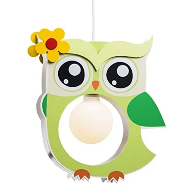 Image de Elobra Suspension lumineuse pour enfant Motif chouette Bois Vert tilleul A++