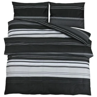 Image de vidaXL Ensemble de Housse Couette Noir et Blanc 260x240 cm Coton
