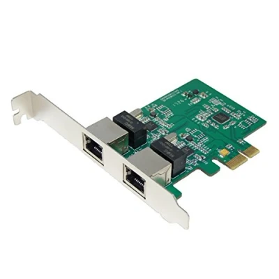 Image de Carte réseau Controleur PCI Express (PCIE PCIe) 2 Ports RJ45 Gigabit Ethernet 10/100/1000Mbps Deux Chipset REALTEK RTL8111 Equerres Low et High Profile by Computer District