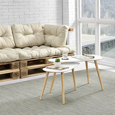 Image de [en.casa] Lot de 2 Tables Basses Taille Différente Design Salon MDF Pin 45,5 x 80 40 cm et 40,5 68 36 Blanc Mat Couleur Naturelle