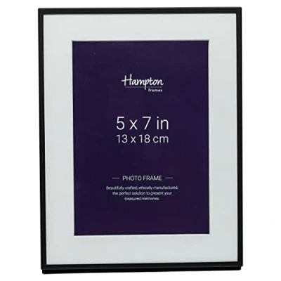 Image de Hampton Frames Madrid M138B57 Cadre photo à profil étroit avec passe partout biseauté Noir mat 13 x 18 cm