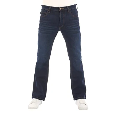 Image de Lee Denver Jean pour homme, en coton, stretch, bleu denim, coupe Bootcut, disponible dans les tailles 40, 41, 42, 43, 44, 46, 48, 50, 52 et 54, 40W x 32L