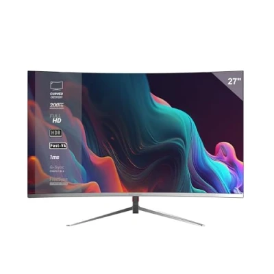 Image de MARSGAMING MV 27C, Écran Gaming Incurvé 27 FHD 1080p 200Hz, HDR10 1ms, FreeSync et G Sync, Sans Bordures, Inclinaison 20, Low Blue Light Flicker Free, HDMI + DisplayPort Jack 3.5mm, Blanc