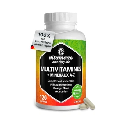 Image de Multivitamines et Minéraux 23 Vitamines A Z &amp; Substances Minérales Oligo Éléments Précieux 120 Gélules Végétarien pendant 4 Mois Sans Additifs Inutiles…
