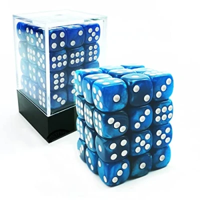 Image de Bescon 12mm 6 Sided Dice 36 in Brick Box, Six Die (36) Block of Dice, Marble Blue