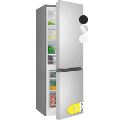 Image de Bomann Réfrigérateur et congélateur 175L inox KG322 1 inox, Capacité nette : 175 litres, Contrôle de la température en continu, Charnières porte à droite, interchangeables, Pieds réglables