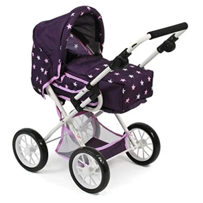 Image de Bayer Chic 2000 Poussette de poupée Leni, combinée 2 en 1 avec Sac Transport Amovible, Motif étoiles, Violet