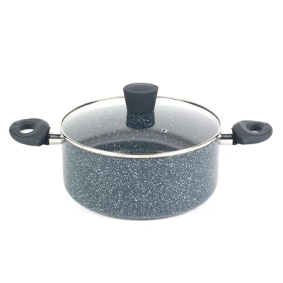 Image de Russell Hobbs RH00849EU Nightfall Stone 24 cm Marmite Antiadhésive avec Couvercle en Verre Trempé, Casserole Aluminium Pressé, Sans PFOA, Compatible Plaques à Induction et Lave Vaisselle
