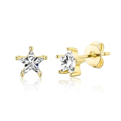 Image de Boucles d&#039;oreilles en forme d&#039;étoile plaquées or avec cristaux de zirconia®, Plaqué or, Cristal zircondia®