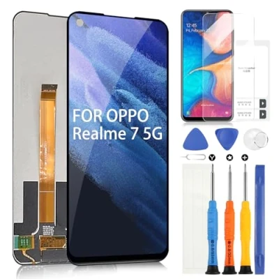 Image de ARSSLY Écran LCD pour Oppo Realme 7 5G RMX2111 6,5&quot; Numériseur Tactile Remplacement Assemblage Pièce de Réparation (Noir)