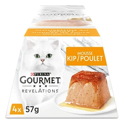 Image de GOURMET Revelations Mousseline au Poulet Nappée de Sauce Portions Repas pour Chat Adulte 4 x 57 g