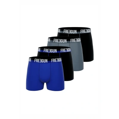 Image de FREEGUN Boxer Homme Coton, Caleçon Homme, Stretch &amp; Doux (Lot de 4), Bleu, Noir, Gris, Taille XL