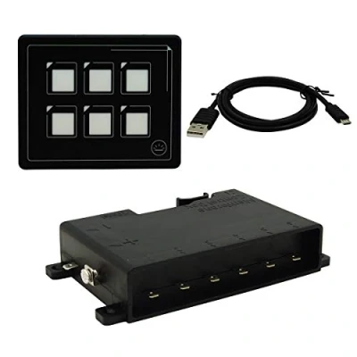 Image de 12v 24v 6 broches Film Panneau de commutation à écran tactile LED intégré PPTC avec câble USB et boîtier commande membrane IP66 pour caravane camion voiture RV Yacht Bateau