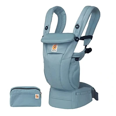 Image de Ergobaby porte bébé Omni Dream pour nouveau nés, de la naissance à 20,4 kg, ergonomique 4 positions en Coton SoftTouch portage ventral, sur le côté et dans dos, Slate Blue