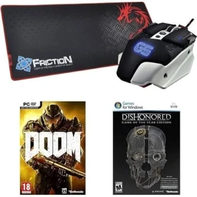 Image de DRAGON WAR Pack : souris Warlord + Tapis de Speed Edition Jeu PC Doom Dishonored GOTY Neuf
