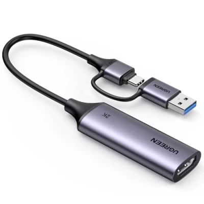 Image de UGREEN Carte de Capture Vidéo HDMI 4K 30Hz vers USB A C 3.0 2K 1080P Acquisition Enregistrement Plug Play Streaming Jeux OBS Compatible avec Switch 2 PS5 4 Xbox MacBook iPad Air Caméra