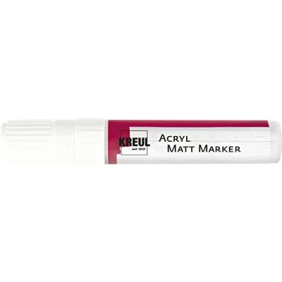 Image de Kreul 46211 Acryl Matt Marker XXL, avec Pointe biseautée env. 15 mm, Blanc, Peinture Acrylique permanente Mate à Base d&#039;eau, pour éléments puristes, 10009923, White