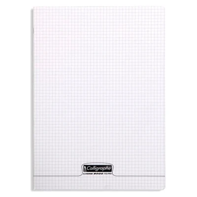 Image de Calligraphe 18180C Un Cahier Agrafé Incolore (une Marque de Clairefontaine) 24x32 cm 48 Pages Petits Carreaux Papier Blanc 90 g Couverture Polypro Transparent