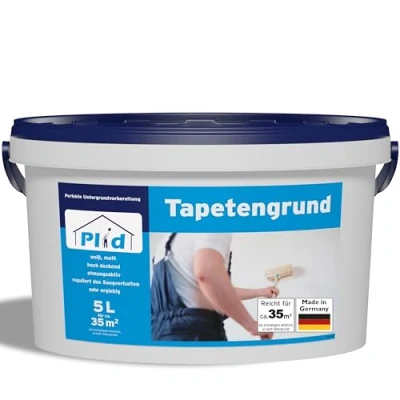 Image de PLID® Apprêt pour papier peint blanc mat Préparation idéale de la surface avant le créer un support couleur uniforme, rugueuse et adhérente Fabriqué en Allemagne 5