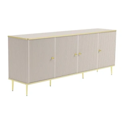 Image de PASCAL MORABITO Buffet avec 4 Portes en MDF et Acier Beige doré Sinead de