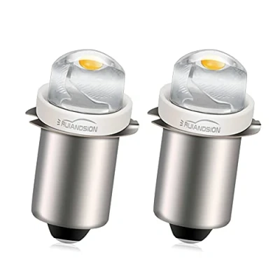 Image de Ruiandsion Lot de 2 ampoules LED P13.5S 4,5 V 0,5 W Blanc chaud Mini Lampe frontale poche Non polaire Convient à la fois terre négative et positive