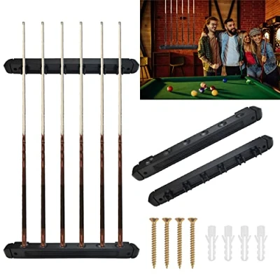 Image de STCRERAG 2 PCS Support de Queue Billard en Bois et Plastique 39cm Lisser Pratique Porte Queues 6 Trous Anticasse avec 4 Vis pour Club House Salle Familiale Bar