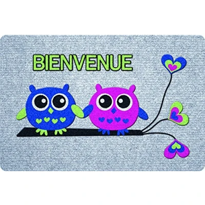 Image de ID MAT Grey&#039;Flock Tapis, Fibres Synthétiques, Gris/Bleu/Vert/Rose, 40x60x0,4 cm