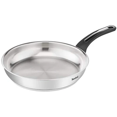 Image de Tefal Emotion Poêle Argent 28 cm, Inox, Garantie 10 ans, Base épaisse pour une diffusion de chaleur homogène, Design élégant, Poignée robuste, Induction E3010604
