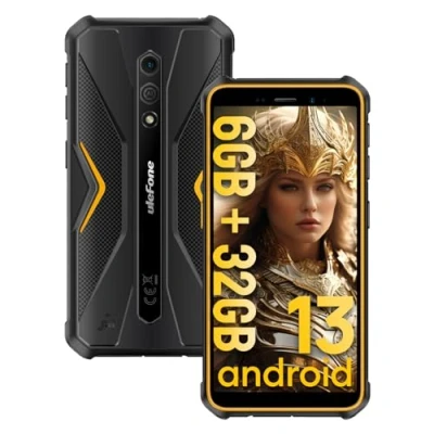 Image de Ulefone Armor X12 Telephone Portable Incassable, 6Go + 32Go Android 13 Smartphone Débloqué, 13MP 8MP Caméra Téléphone Étanche, 4860mAh Batterie, Écran 5,45&#039;&#039;HD+, 4G Dual SIM/NFC/GPS/IP69K Orange