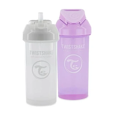 Image de Twistshake 2x Biberon Anti Colique Avec Récipient Pour Lait En Poudre Et Mélangeur 330ml Tétine Silicone À Écoulement Rapide Sans BPA 4+ Mois Rose