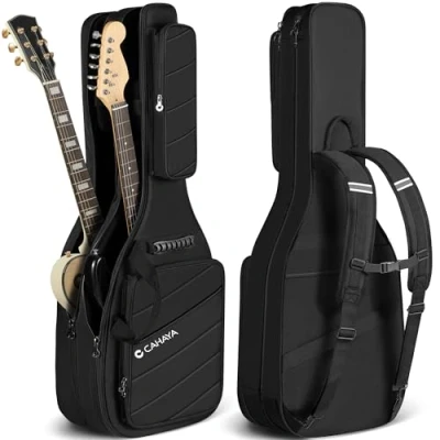 Image de CAHAYA Amélioration Double Housse pour guitare Électrique : de concert électrique avec rembourrage 18 mm d&#039;épaisseur, ST, LP et Tele, bandes réfléchissantes, CY00378 1