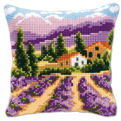 Image de Vervaco Kit coussin au point de croix La Provence ,40_x_40_cm, Violet