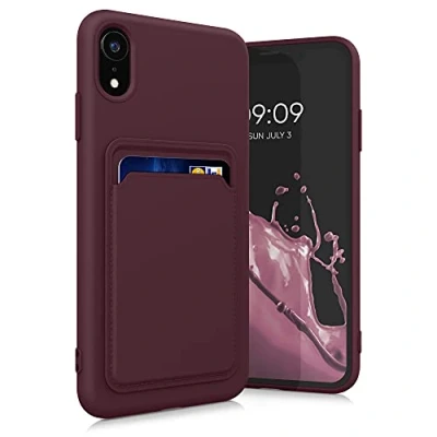 Image de kwmobile Housse Compatible avec Apple iPhone XR Coque de téléphone Compartiment Carte en Silicone Rouge Fauve