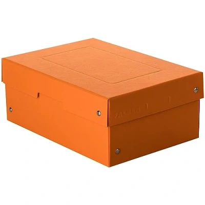 Image de Falken Ref. 22001848000F PureBox Pastel 1 boîte de rangement avec couvercle emballage cadeau sans plastique format A5 hauteur 100 mm poignée découpée entourée d&#039;un ruban orange