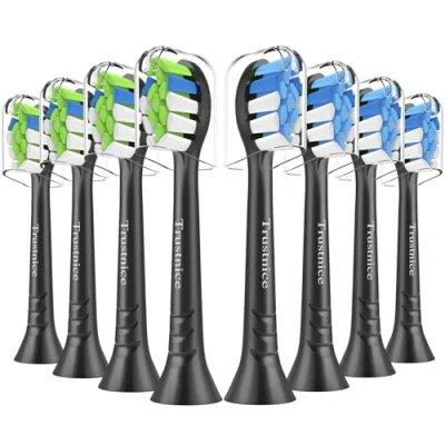 Image de Trustnice Lot de 8 Têtes Brosse à Dents Compatible avec Philips Sonicare, Brossettes Rechange pour Medium (Noir, 1 unité (Lot 8))