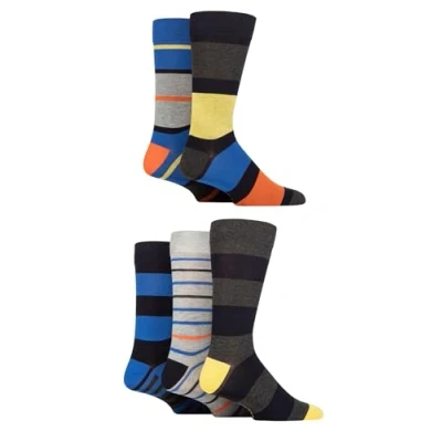 Image de SockShop Hommes Chaussettes en bambou naturel coloré et à motifs divers modèles pour un usage quotidien Taille 40 45 Multipack de 5 (40 45, Rayé Marine Brillant)