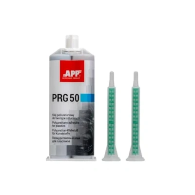 Image de APP PRG 50 colle polyuréthane bi composant pour plastiques Répare, remplit, Séchage rapide Compatible avec le métal, l’acier, l’aluminium et verre Noir 2 x 25 ml