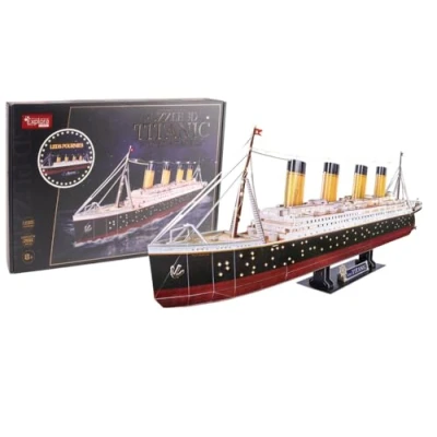Image de EXPLORA Bateau Titanic Puzzles 3D Lumineux 540051 266 Pièces Niveau 8 sans Colle Ni Ciseaux Educatif Jeu de Construction Cadeau Enfant Maquette Paquebot À Partir Ans