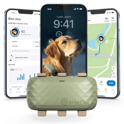 Image de Tractive Collier GPS pour chien XL Jusqu&#039;à 1 mois d&#039;autonomie Élue Marque de l&#039;Année Localisation mondiale en direct alertes anti fugue Moniteur d&#039;activité et santé