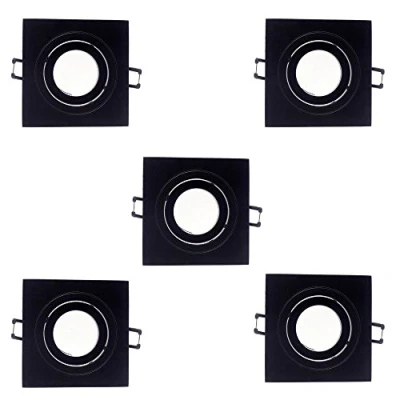 Image de Wonderlamp W E000116 Spot encastré carré, Aluminium, Noir, Pack 5