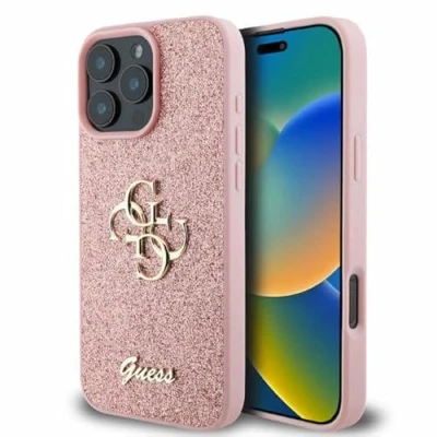Image de CG Mobile Guess GUHCP16XHG4SGP Coque pour iPhone 16 Pro Max 6,9&quot; Rose Rigide Fixé Paillettes Big 4G