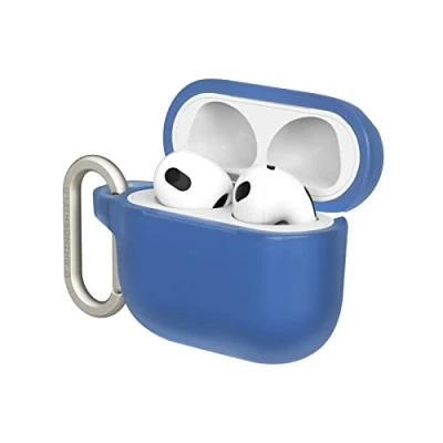 Image de RhinoShield Coque avec Mousqueton Compatible Apple [AirPods 3] Protection de qualité Militaire Contre Les Chocs, résistante aux Rayures, Chargement sans Fil [Bleu Cobalt, Standard Set]