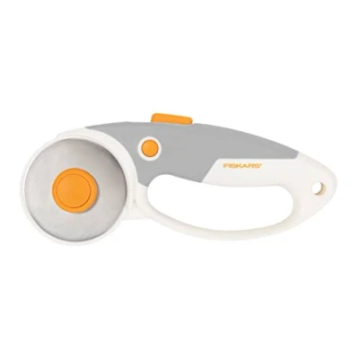 Image de Fiskars Cutter Rotatif en Titane, Lame rotative avec Poignée boucle, pour Droitier et Gaucher, Diamètre de la : 60 mm, orange/blanc/gris, 1066040