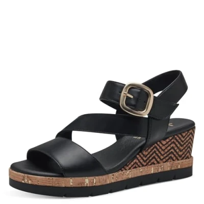 Image de Jana Femme 8 28370 42 Sandale compensée, Noir, 38 EU Large