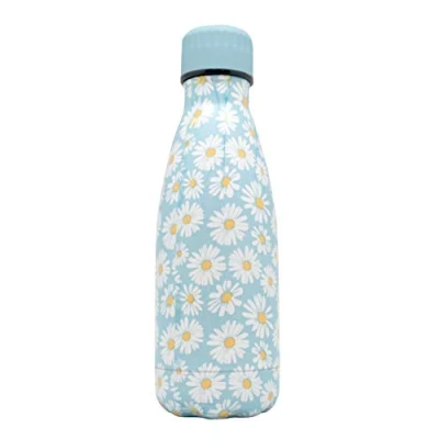 Image de NERTHUS Fih 762 Bouteille Double Paroi en Acier Inoxydable sans Bpa 18/8 Motif Marguerite Bleu 350 ML, Fleurs